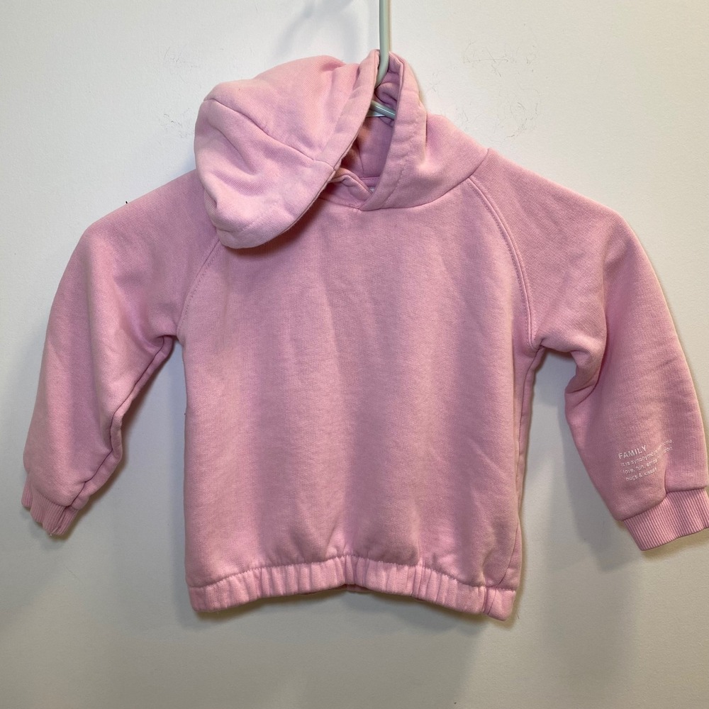 Zara Hoodie Kids 18-24 Months Pink Raglan Sleeve Fleece Coquette Balletcore Fall